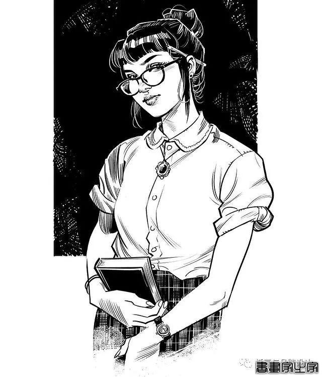 插画丨太传神了！他笔下的女性个个都神韵绝美，将黑白灰线条运用的极致舒展-26.jpg