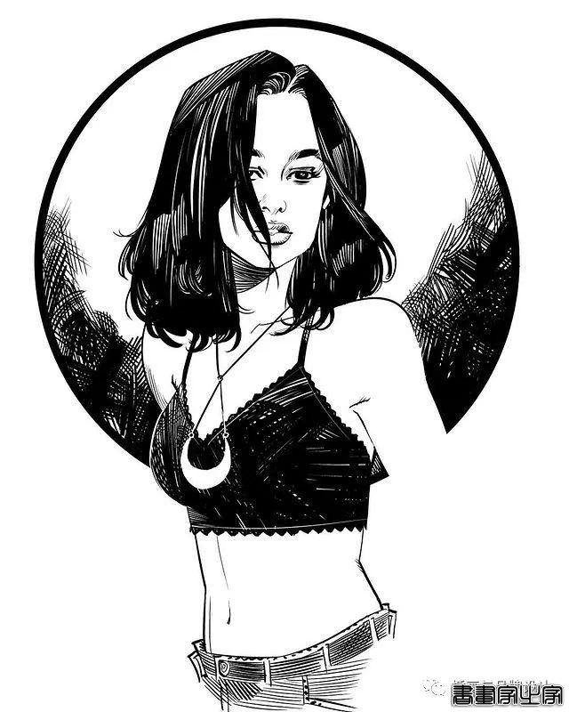 插画丨太传神了！他笔下的女性个个都神韵绝美，将黑白灰线条运用的极致舒展-31.jpg