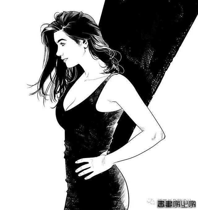 插画丨太传神了！他笔下的女性个个都神韵绝美，将黑白灰线条运用的极致舒展-35.jpg
