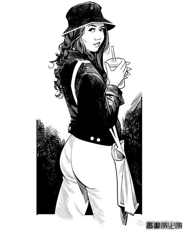 插画丨太传神了！他笔下的女性个个都神韵绝美，将黑白灰线条运用的极致舒展-40.jpg