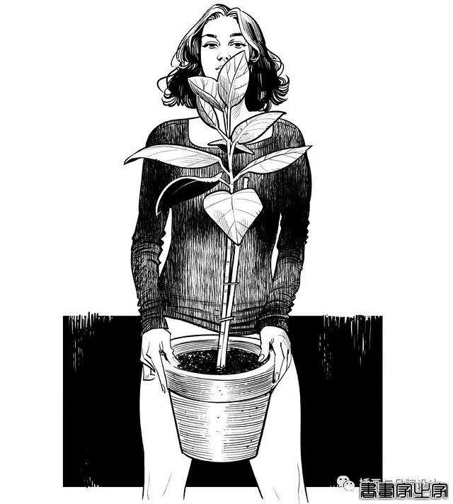 插画丨太传神了！他笔下的女性个个都神韵绝美，将黑白灰线条运用的极致舒展-36.jpg