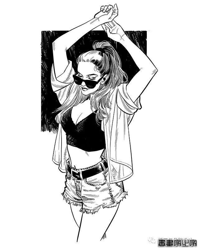 插画丨太传神了！他笔下的女性个个都神韵绝美，将黑白灰线条运用的极致舒展-44.jpg