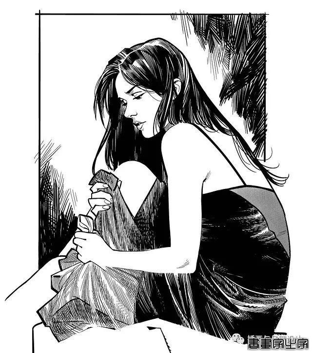插画丨太传神了！他笔下的女性个个都神韵绝美，将黑白灰线条运用的极致舒展-47.jpg