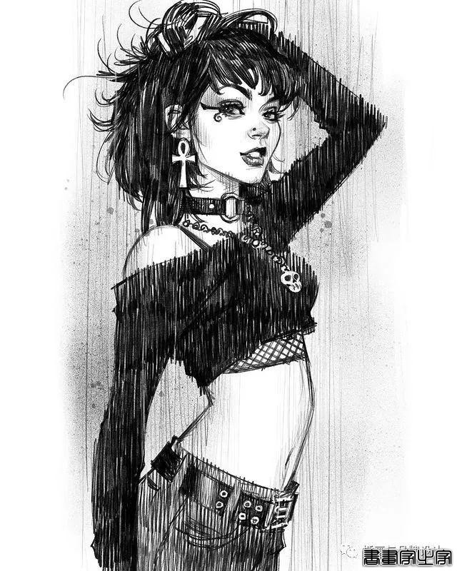 插画丨太传神了！他笔下的女性个个都神韵绝美，将黑白灰线条运用的极致舒展-52.jpg