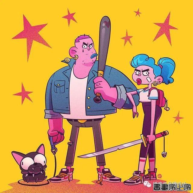 插画丨太酷了！明艳丰富的色彩，笔下美式风格的角色塑造，夸张乖离的街头氛围-14.jpg