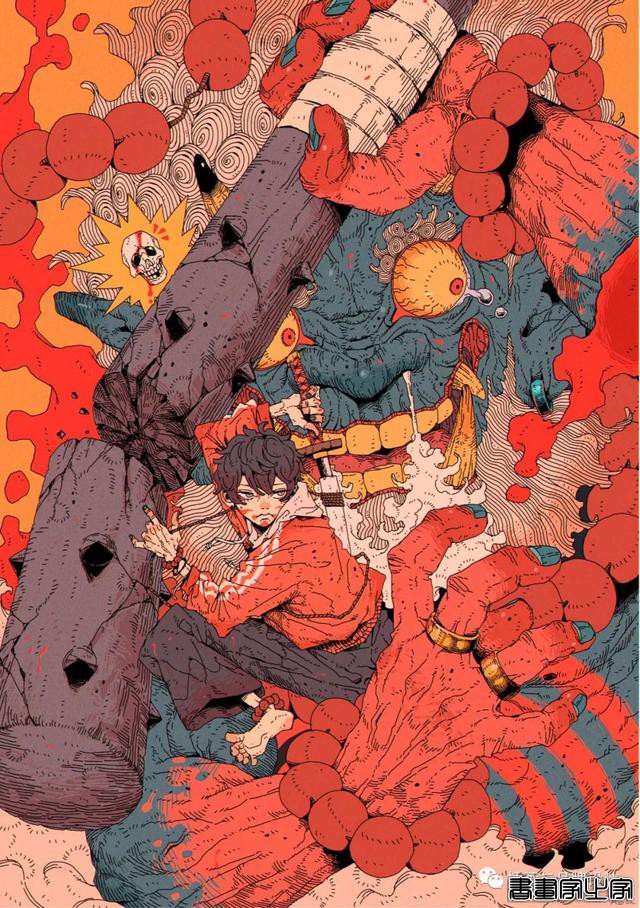 插画丨日式和风派幻想主义，用鲜艳的色彩演绎炸裂的鬼怪奇幻之旅-15.jpg