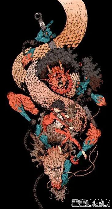 插画丨日式和风派幻想主义，用鲜艳的色彩演绎炸裂的鬼怪奇幻之旅-32.jpg