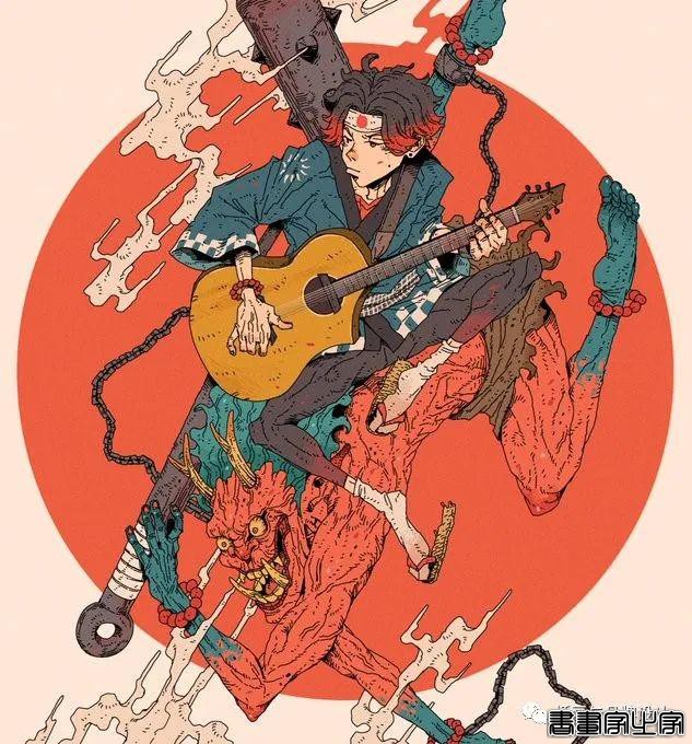 插画丨日式和风派幻想主义，用鲜艳的色彩演绎炸裂的鬼怪奇幻之旅-43.jpg