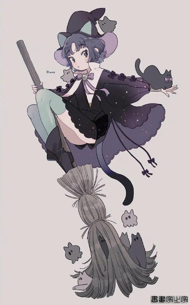 可爱的小魔女插画，画风超赞-10.jpg