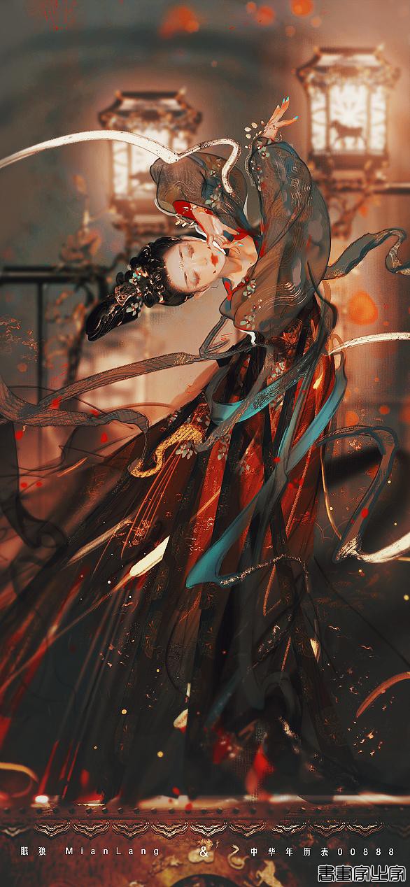 古风中国风壁纸，眠狼绝美人物插画-4.jpg