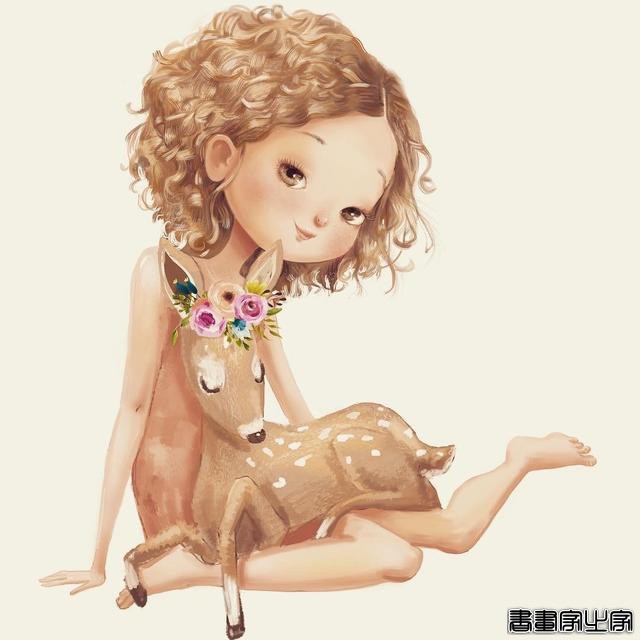 可爱的少女与呆萌的动物组成的插画，情绪饱满且治愈人心-14.jpg