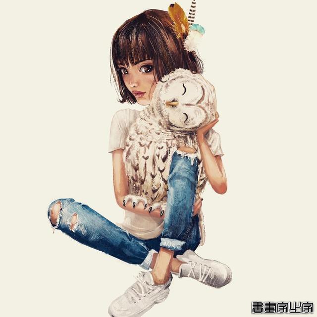 可爱的少女与呆萌的动物组成的插画，情绪饱满且治愈人心-17.jpg