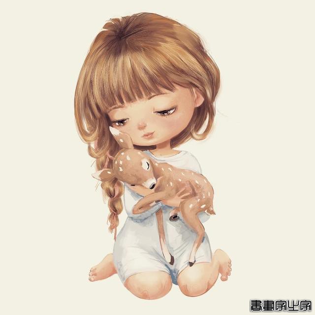 可爱的少女与呆萌的动物组成的插画，情绪饱满且治愈人心-20.jpg