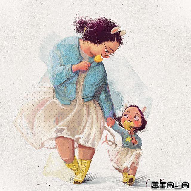 可爱的少女与呆萌的动物组成的插画，情绪饱满且治愈人心-24.jpg