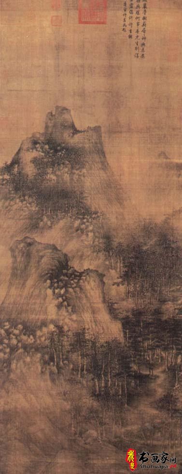 《层岩丛树图》五代南唐巨然_层岩丛树图高清全图赏析