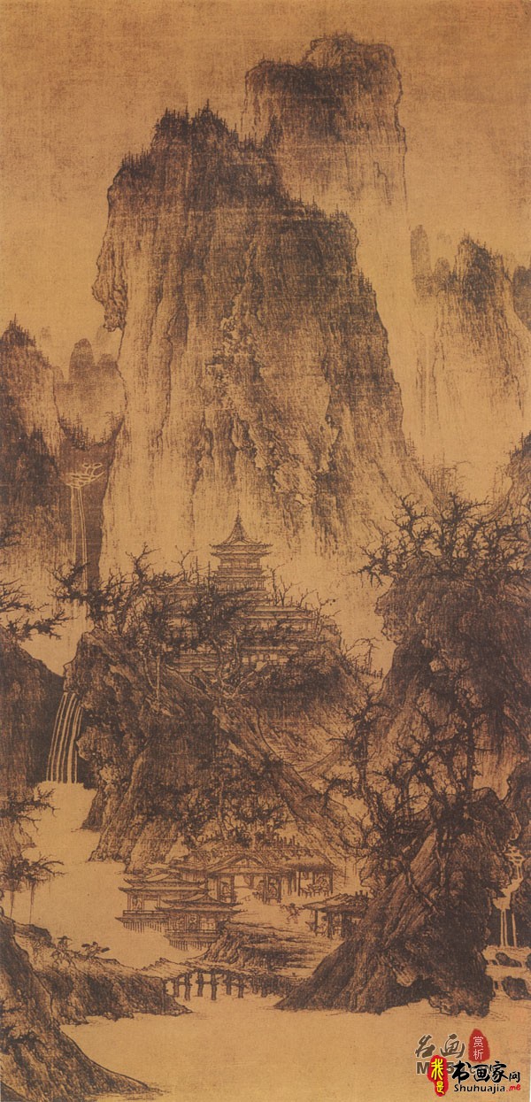 《晴峦萧寺图》五代李成_高清全图赏析