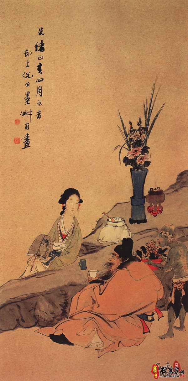 《钟馗仕女图》清代倪田_钟馗仕女图高清全图赏析
