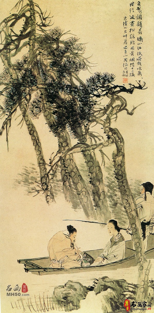 《松溪吹箫图》清末任颐_松溪吹箫图高清全图赏析