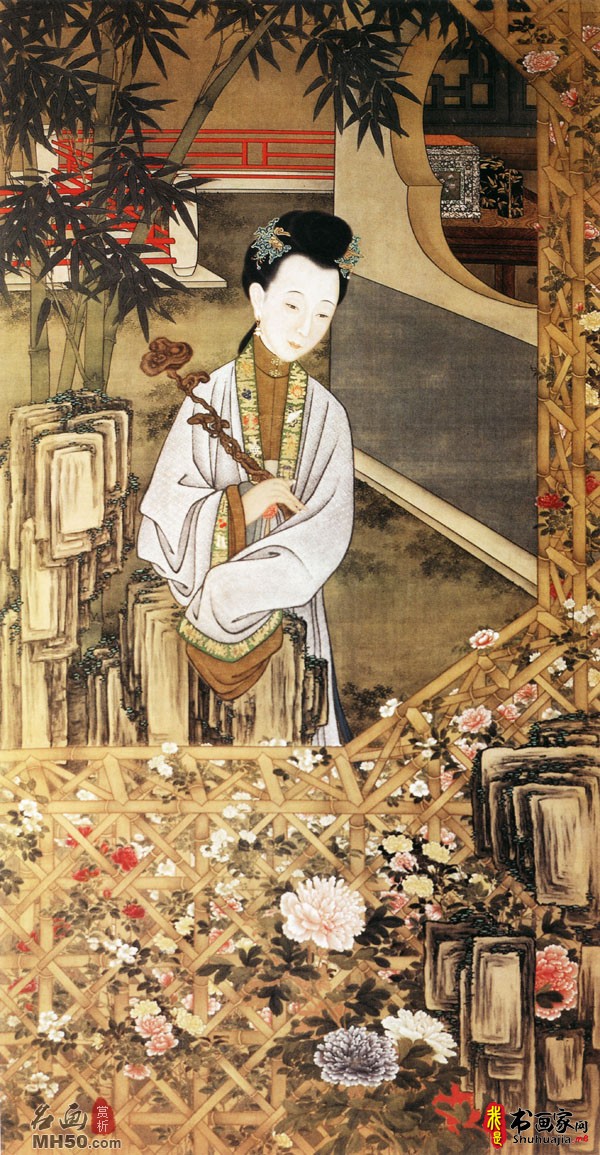 《雍正妃行乐图》清代名画_雍正妃行乐图高清全图赏析
