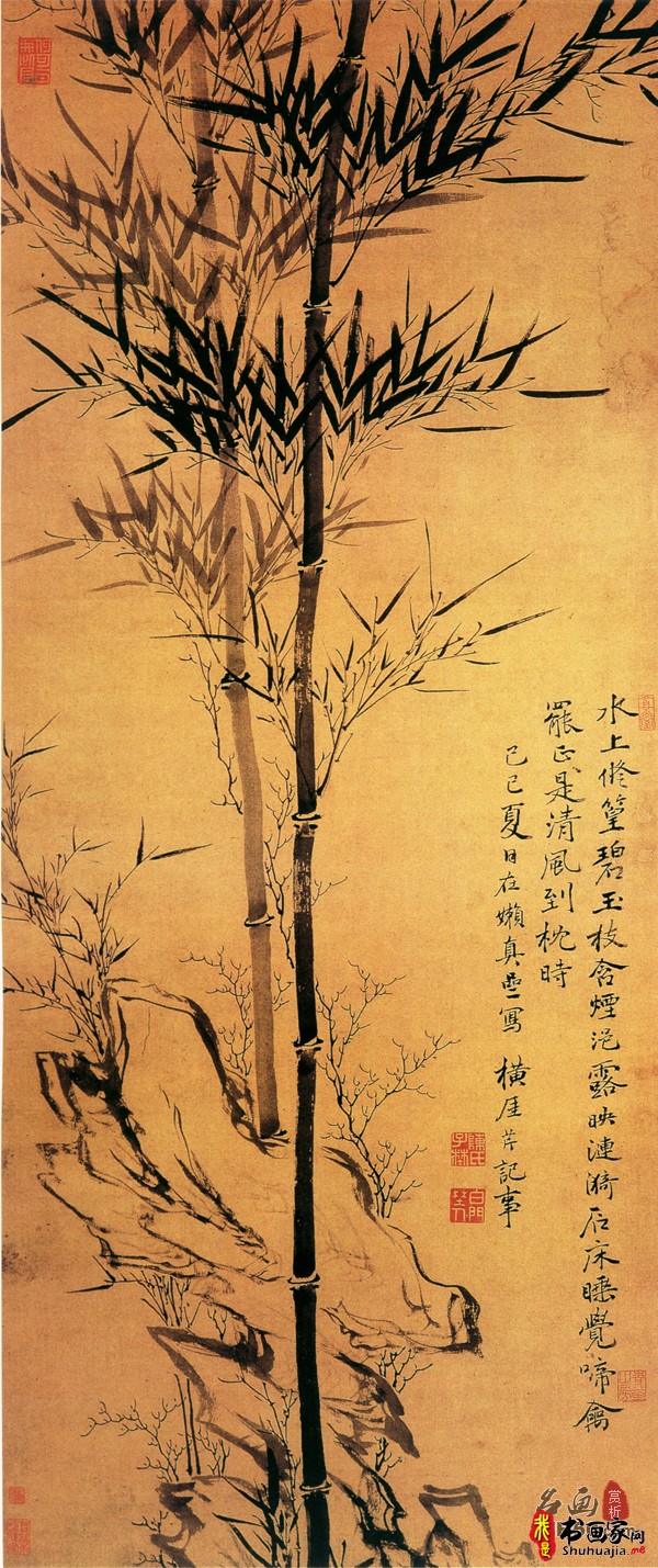 《修篁文石图》明代陈芹_修篁文石图高清全图赏析