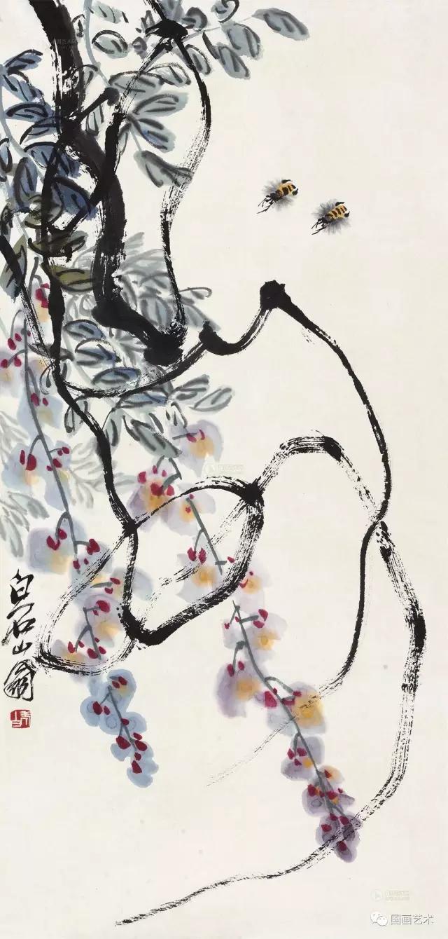 齐白石画藤萝，如画龙蛇